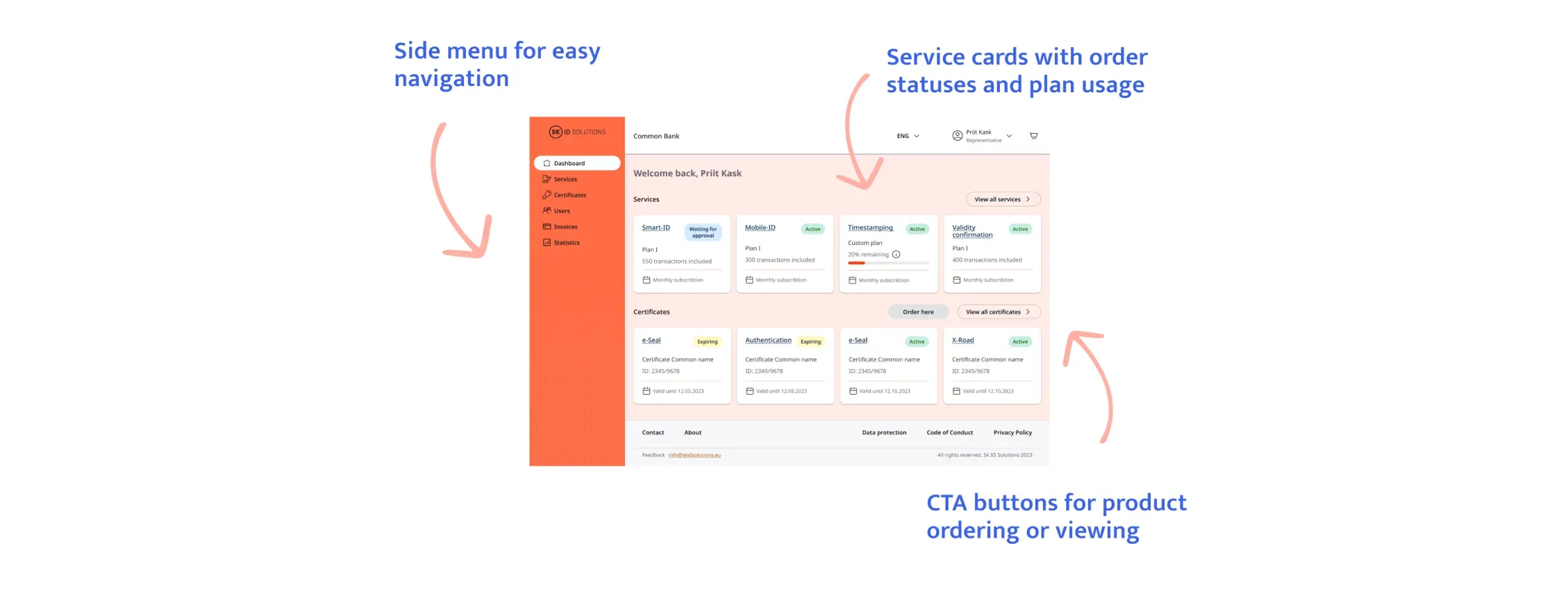 Customer dashboard