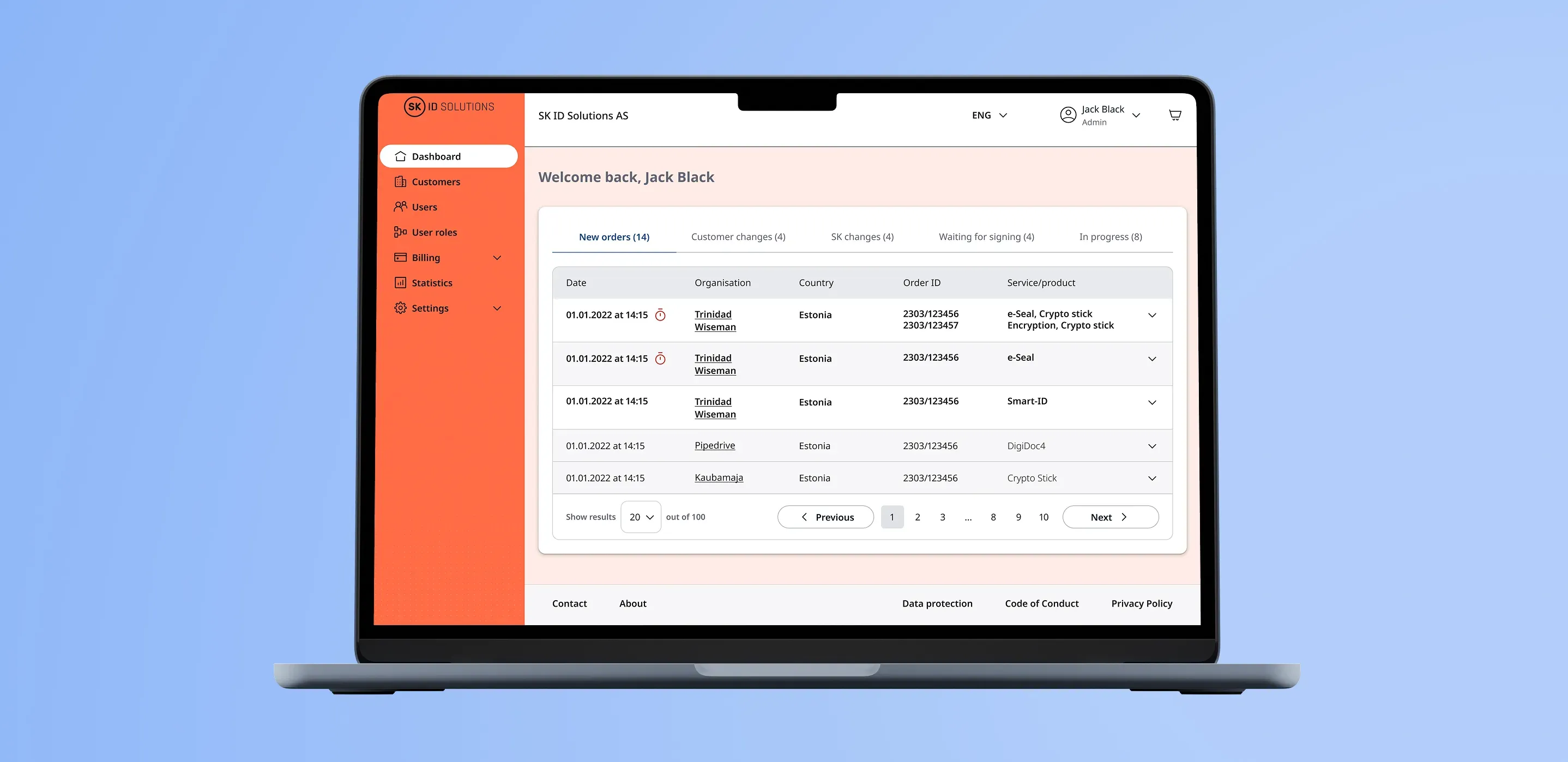 Regular service user ordering new service